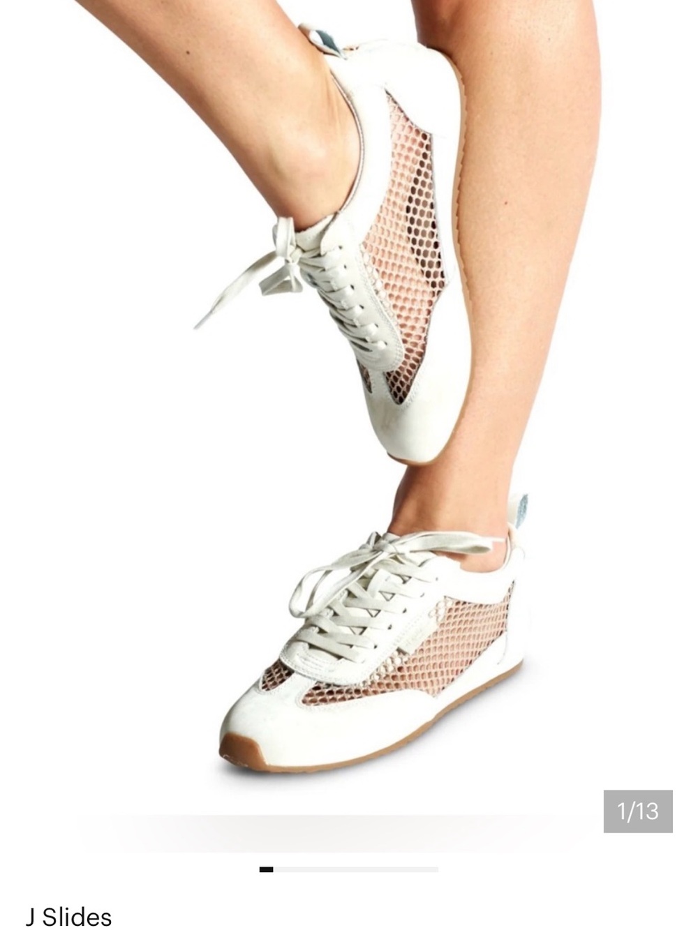 J/SLIDES Penny White Mesh Lace-Up Sneaker
